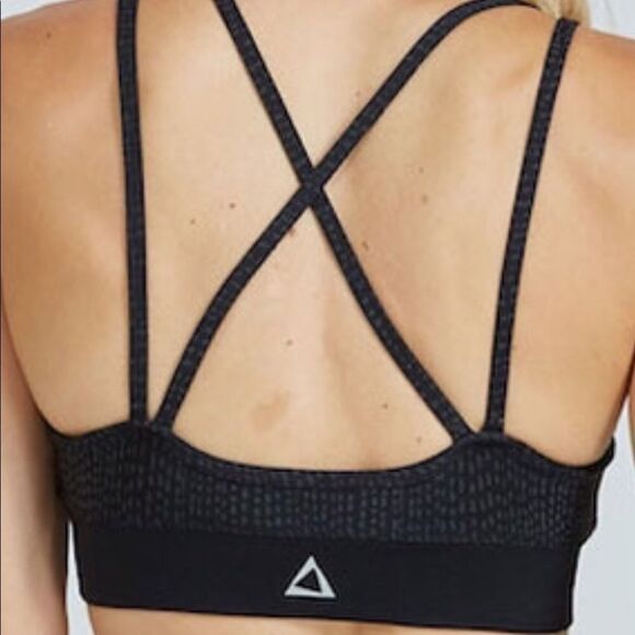 PrismSport Black w/Vertical Dot Stripes Sports Bra - Picture 6 of 6